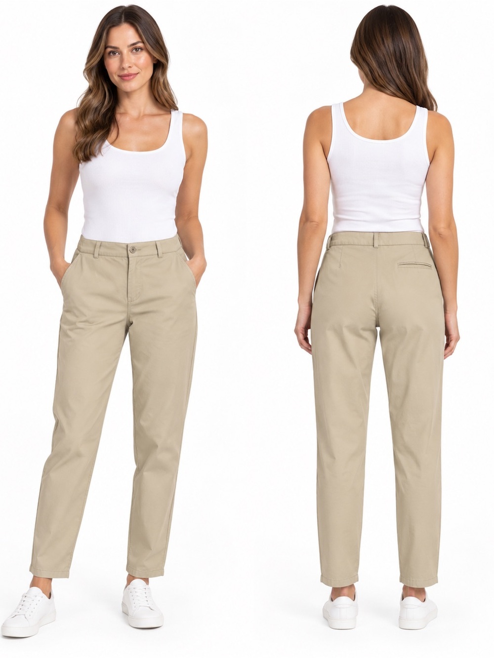 Women's Straight-Leg Chino Pants in khaki - 1077